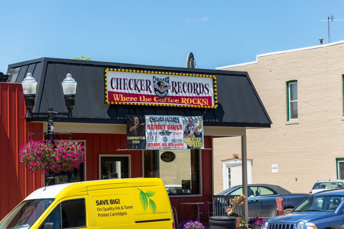 Exterior of Checker Records coffee and music bar.